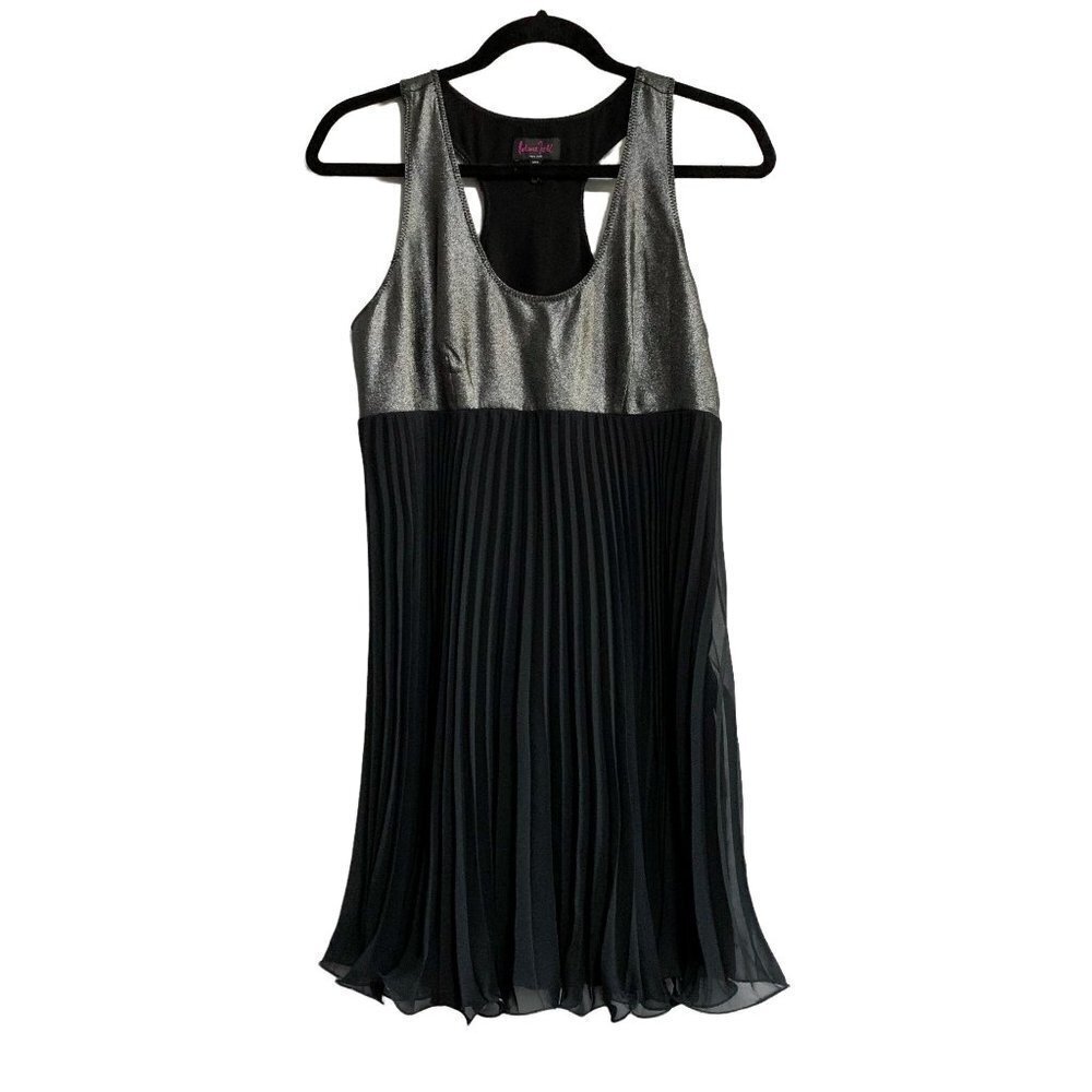 Patricia Field NY 100% Silk Black Pleated Shimmer Cocktail Dress Size 6